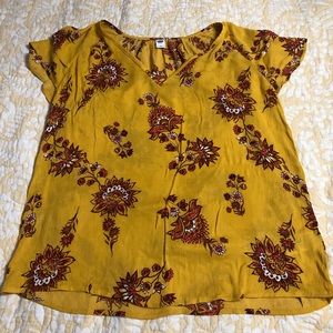 Old Navy Yellow Floral Blouse